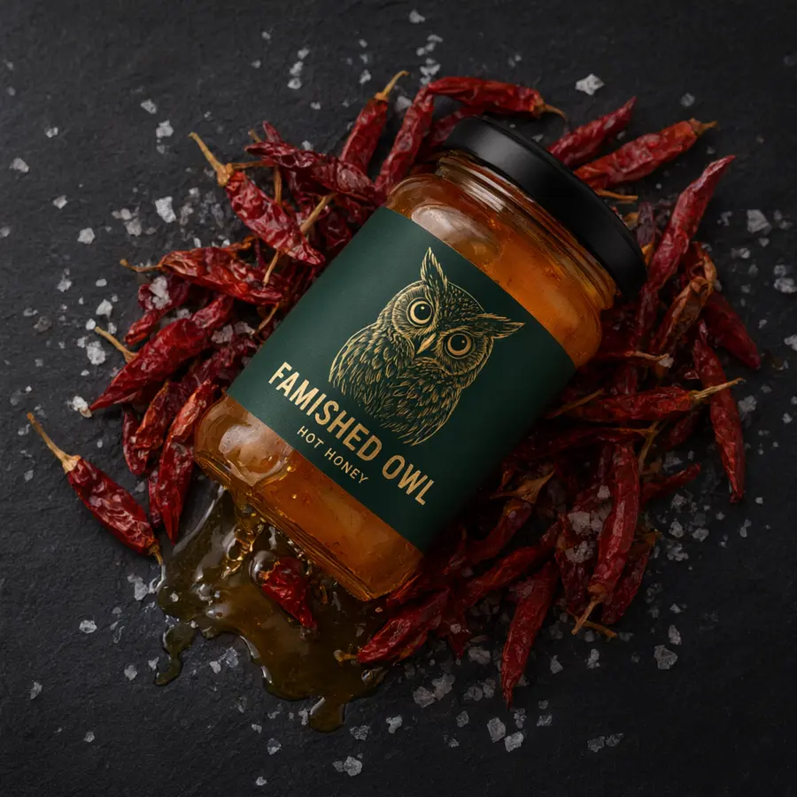 Jar tipped over dried chilies and sea salt
